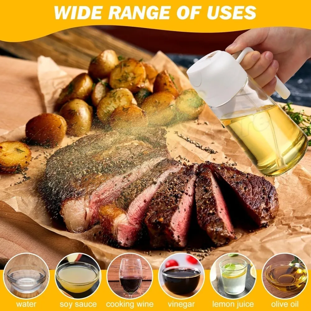 2IN1 Oil Dispenser 1-2PCS Mister 500ML Spray Plastics Oil Spray Bottle with 2pcs Brush Spray Pour Cooking Spritzer BBQ Bottle - Image 40