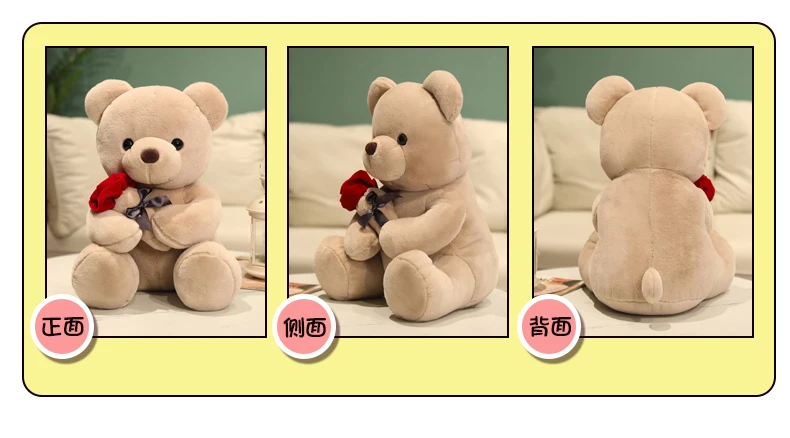 Kawaii Teddy Bear with Roses Plush Toy Soft Bear Stuffed Doll Romantic Gift for Lover Home Decor Valentine's Day Gifts for Girls - Image 11