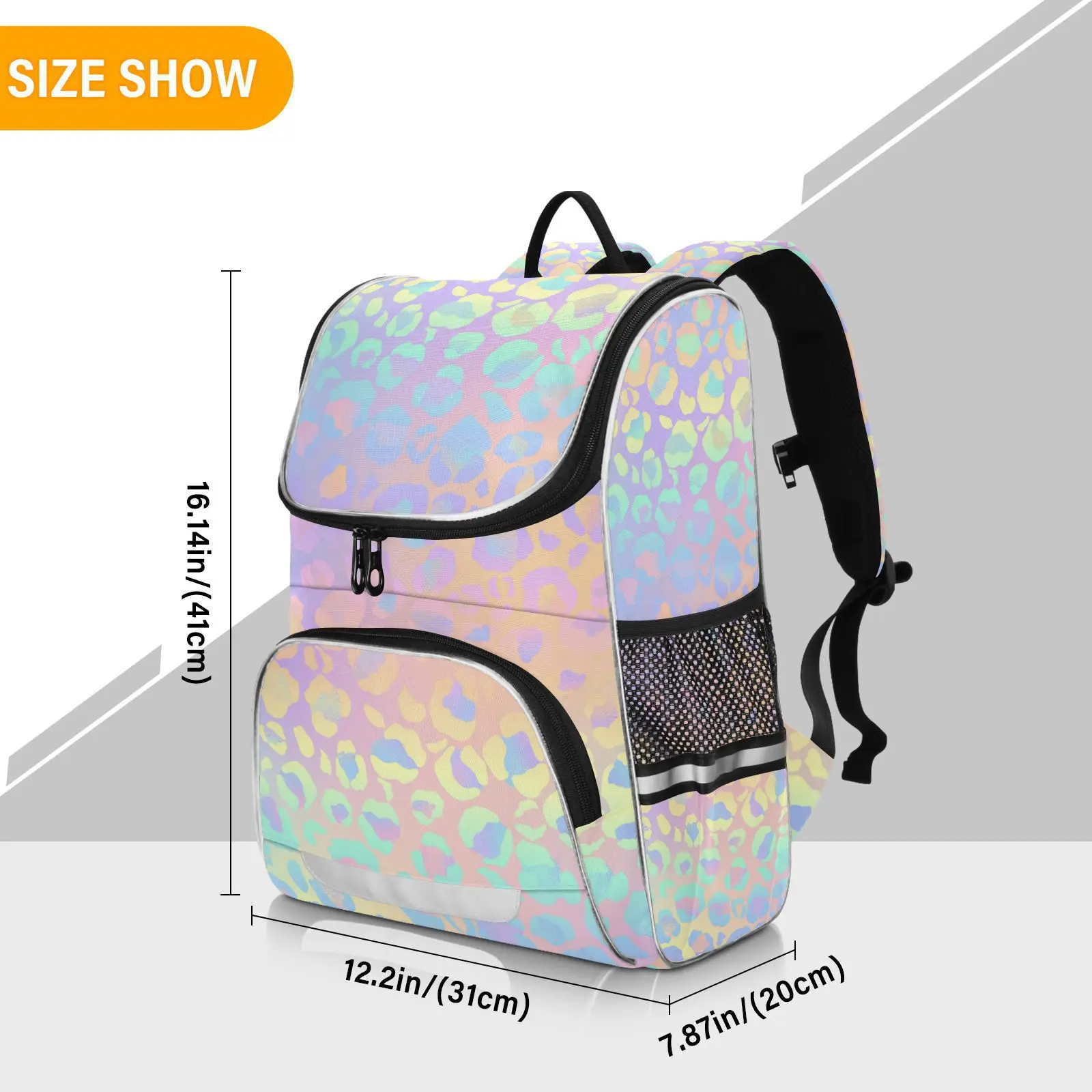 New Schoolbag Children Backpack Girl Primary Rainbow leopard tie-dye reflective stripe Book Bag Multi Pockets Japanese Backpacks - Image 3