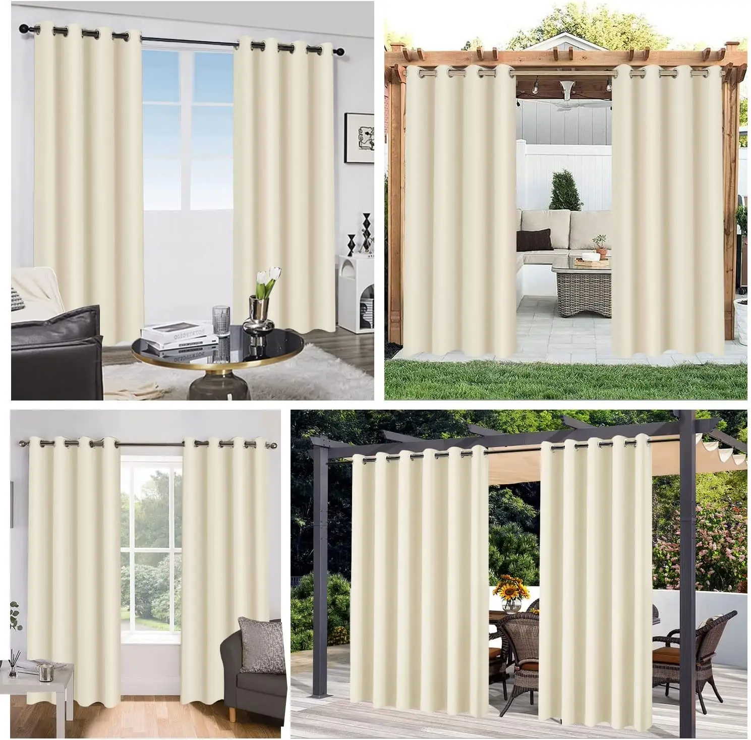 2pcs Outdoor Waterproof Patio Curtains Indoor Blackout Curtain for Living Room Bedroom Pavilion Terrace Garden Porch - Image 11