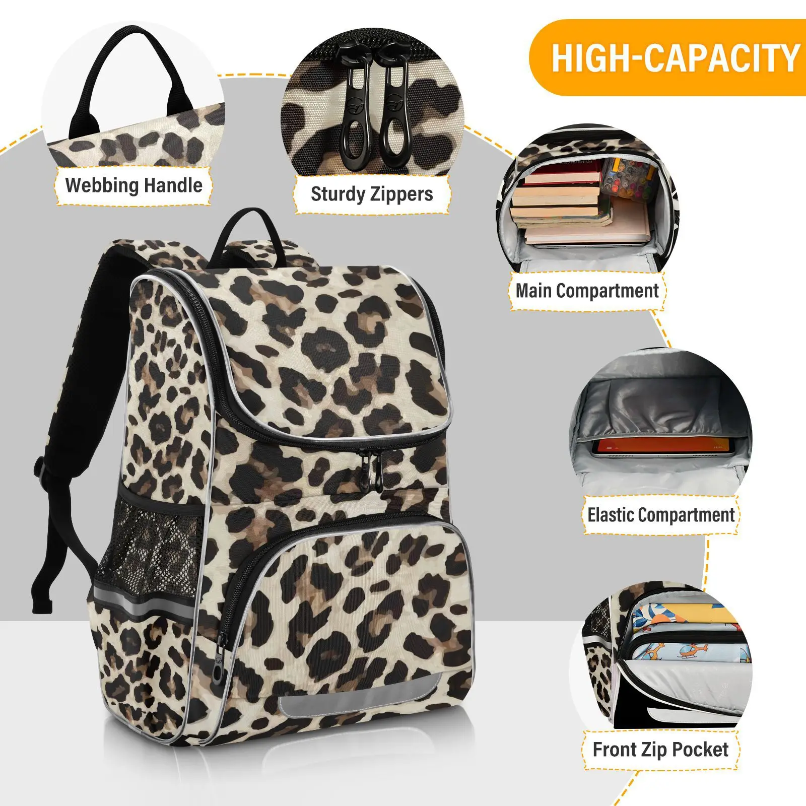 New Schoolbag Children Backpack Girl Primary Rainbow leopard tie-dye reflective stripe Book Bag Multi Pockets Japanese Backpacks - Image 21