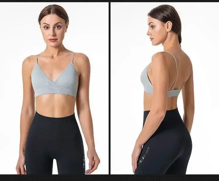 V Neck Seamless Triangle Cup Bra Camisole Underwear Wrapped Chest Women S M L Breathable Gather Up Sports Fitness Yoga Casual - Image 34