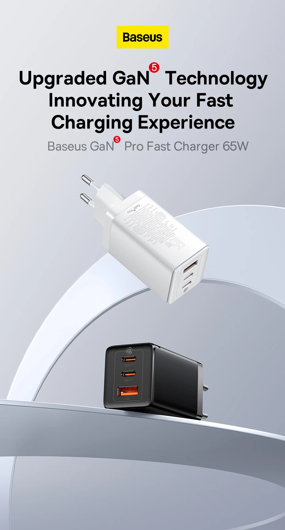 Baseus 65W GaN Charger Quick Charge Type C PD QC Charger USB Charger Portable Fast Charger For Laptop iPhone 17 16 15 14 13 Pro - Image 4