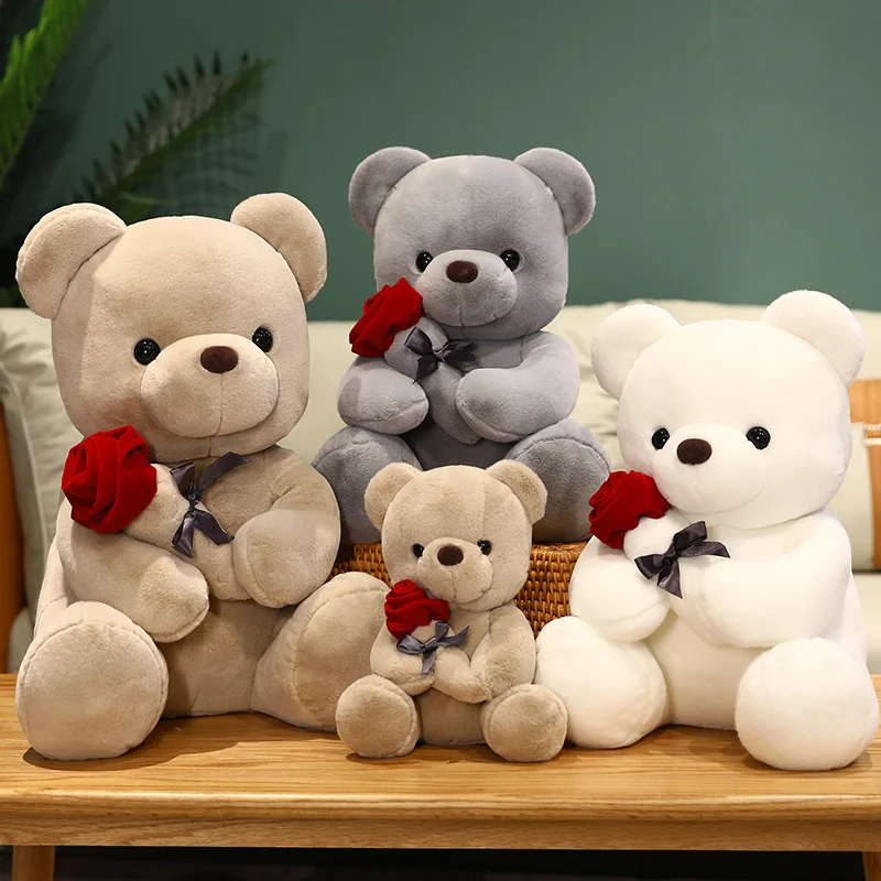 Kawaii Teddy Bear with Roses Plush Toy Soft Bear Stuffed Doll Romantic Gift for Lover Home Decor Valentine's Day Gifts for Girls - Image 7