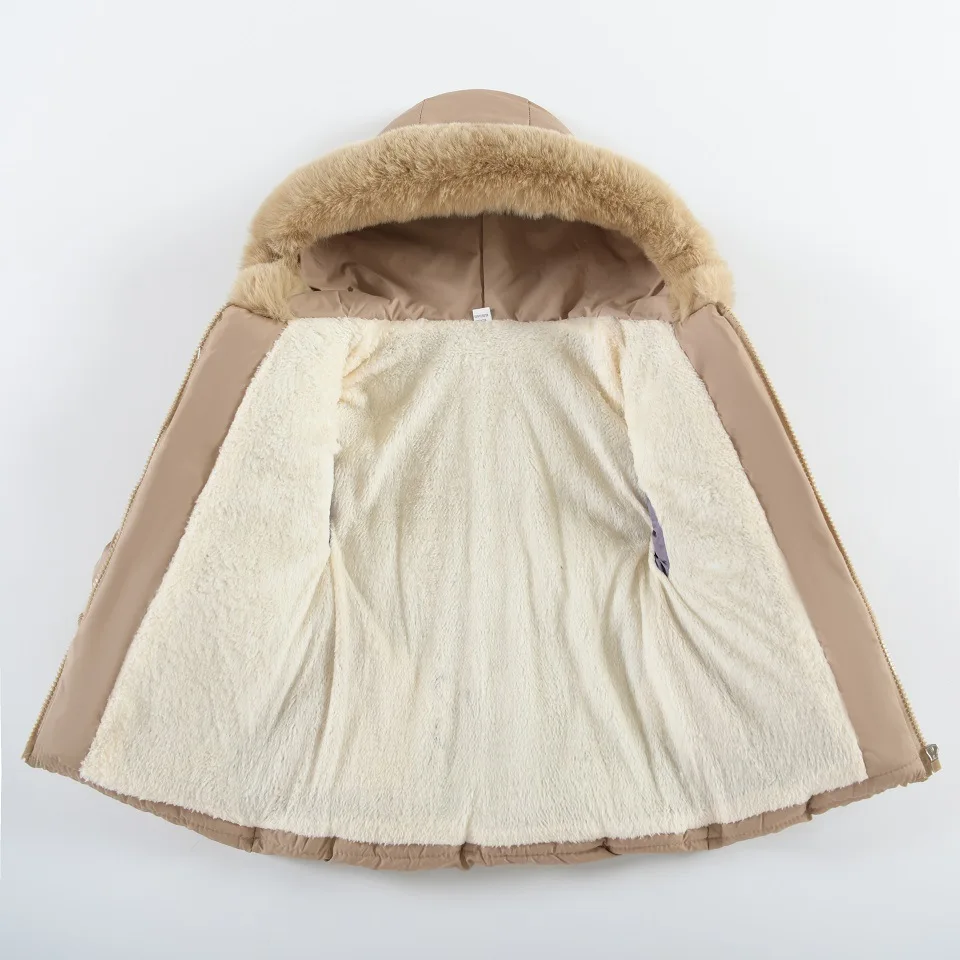 Children Autumn Winter Thick Cotton Coat Kids Girls Warm Pearls Jacket Plush Collar Hooded Windproof Outwear 1 To 6 Years Old - Image 11
