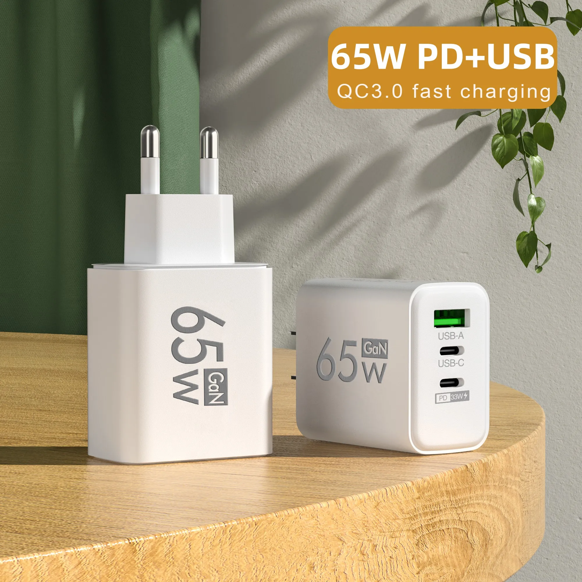 PD 65W GaN USB C Charger 3 Ports Fast Charger Quick Charge 3.0 Type C Phone Adapter For iPhone 15 16 Samsung Xiaomi Wall Charger - Image 13