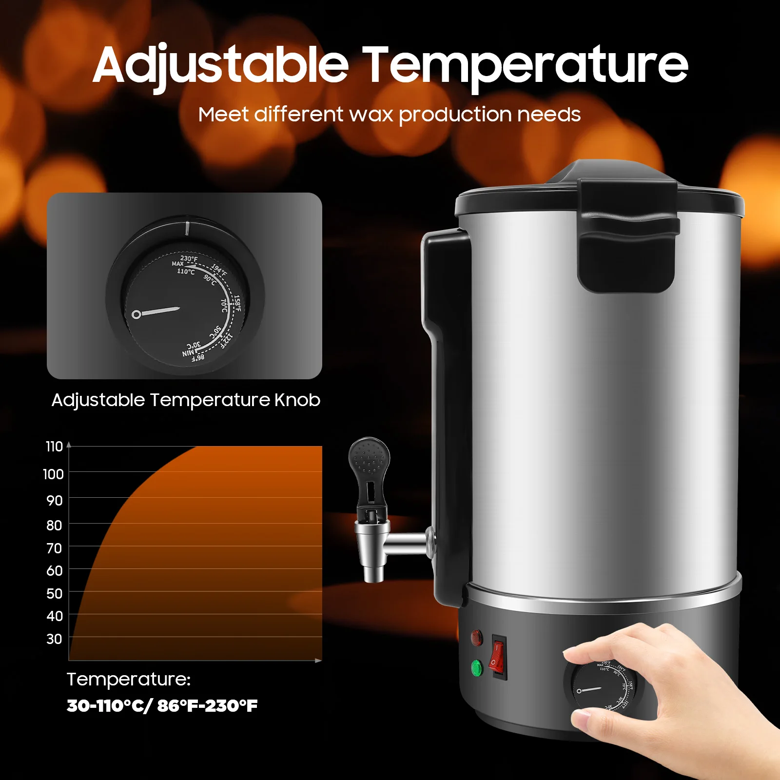 8/10.8/12L 1100W Wax Melter,stainless Steel Wax Warmer Machine,wax Melter For Candle Making W/ Heating Spout - Image 13