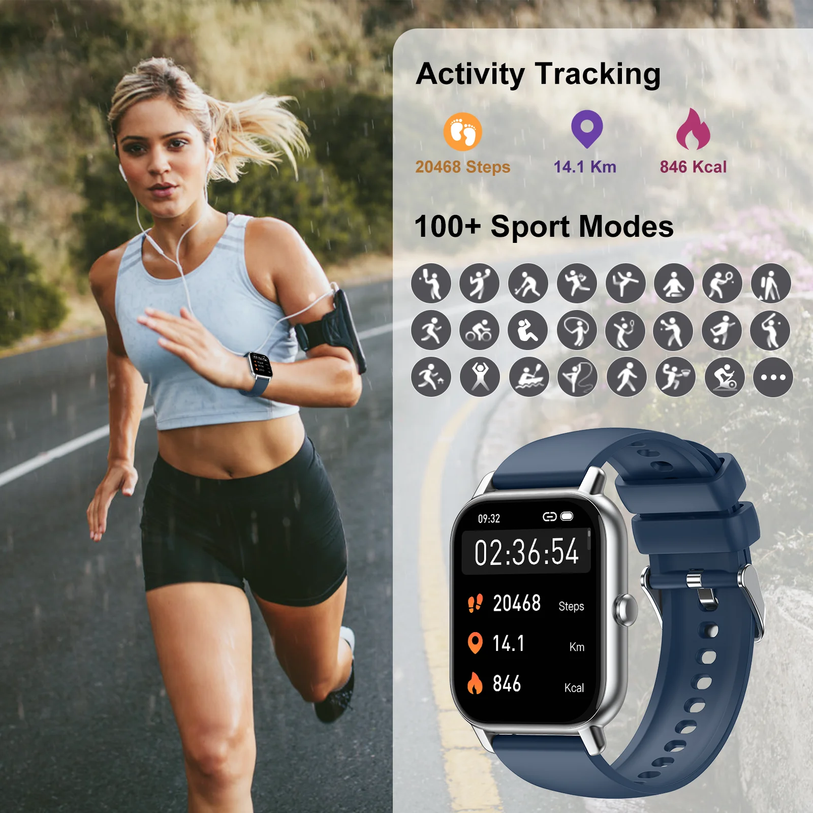 Smart Watch, 1.85" Smartwatch for IP68 Waterproof, 110+ Sport Modes, Fitness Activity Tracker, Heart Rate Sleep Monitor. - Image 2