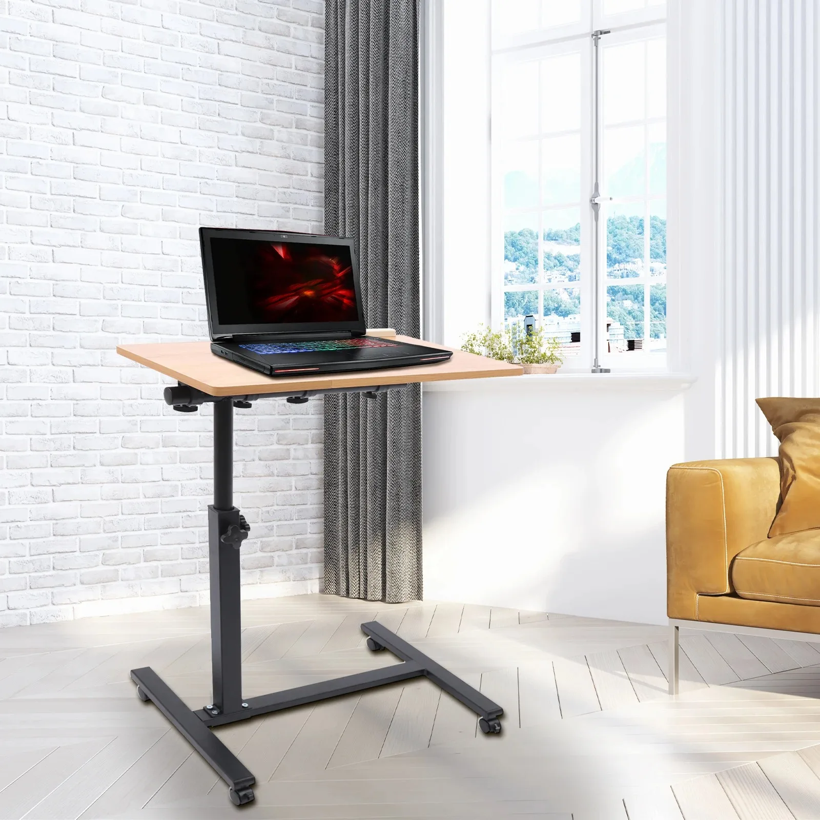 Portable Mobile Lift Computer Folding Desk Study Table Height Adjustable Computer Desk Lap Bed Tray Bed Desk Work Furniture - Image 3