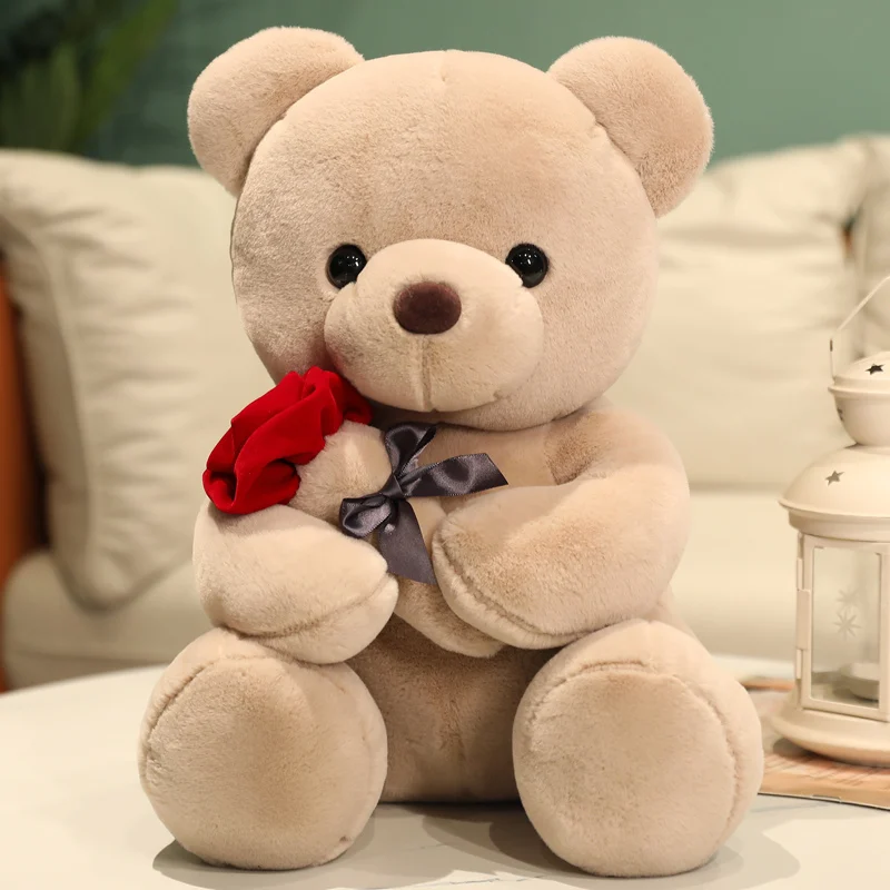 Kawaii Teddy Bear with Roses Plush Toy Soft Bear Stuffed Doll Romantic Gift for Lover Home Decor Valentine's Day Gifts for Girls - Image 2
