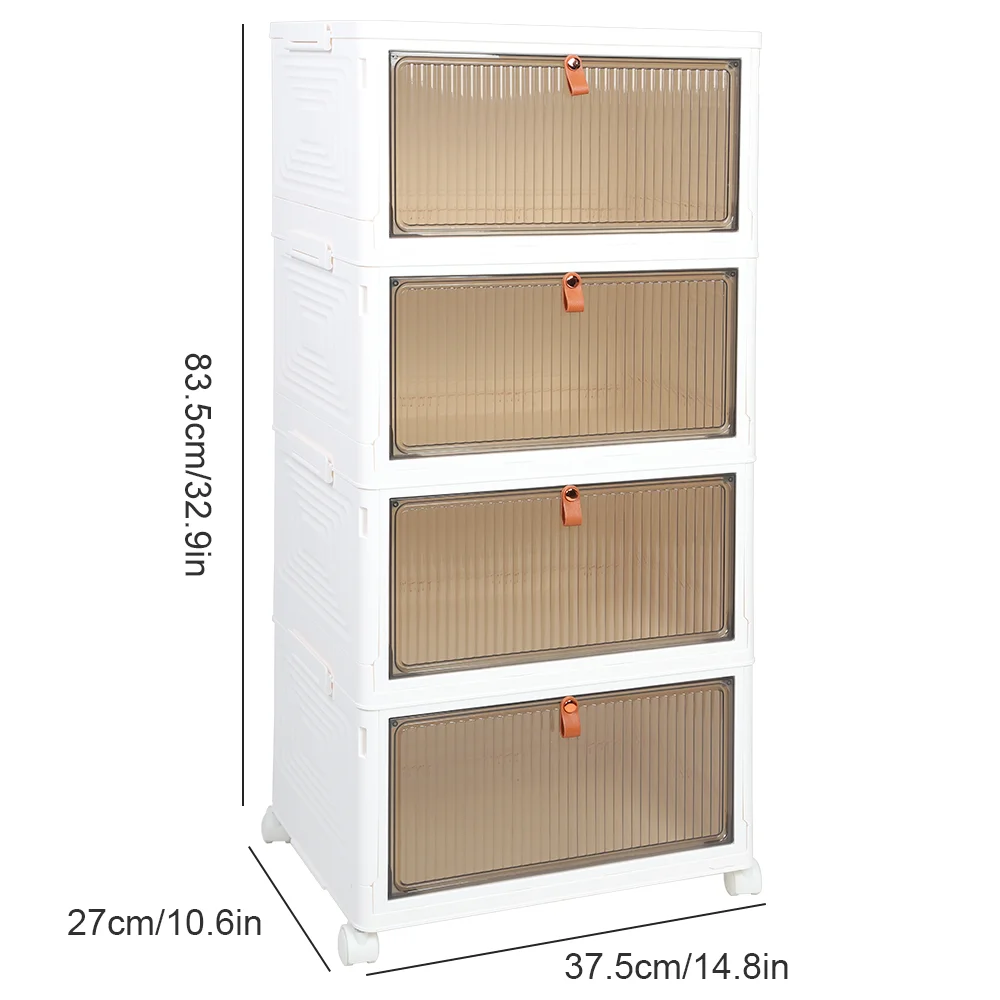 2/4/5 Tier Foldable Storage Box with Lid Collapsible Storage Shoes Rack Organizers Household Organizer Box with Wheels - Image 4