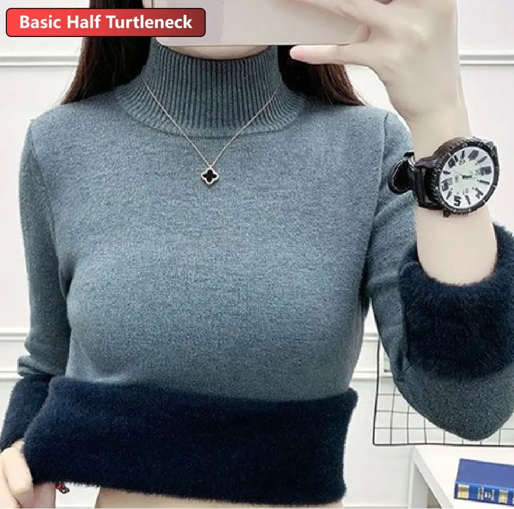 Sweater For Women Winter Thicken Turtleneck Slim Knit Pullover New Warm Plush Velvet Lined Knitwear Jumper Tops Casual Poleras - Image 13