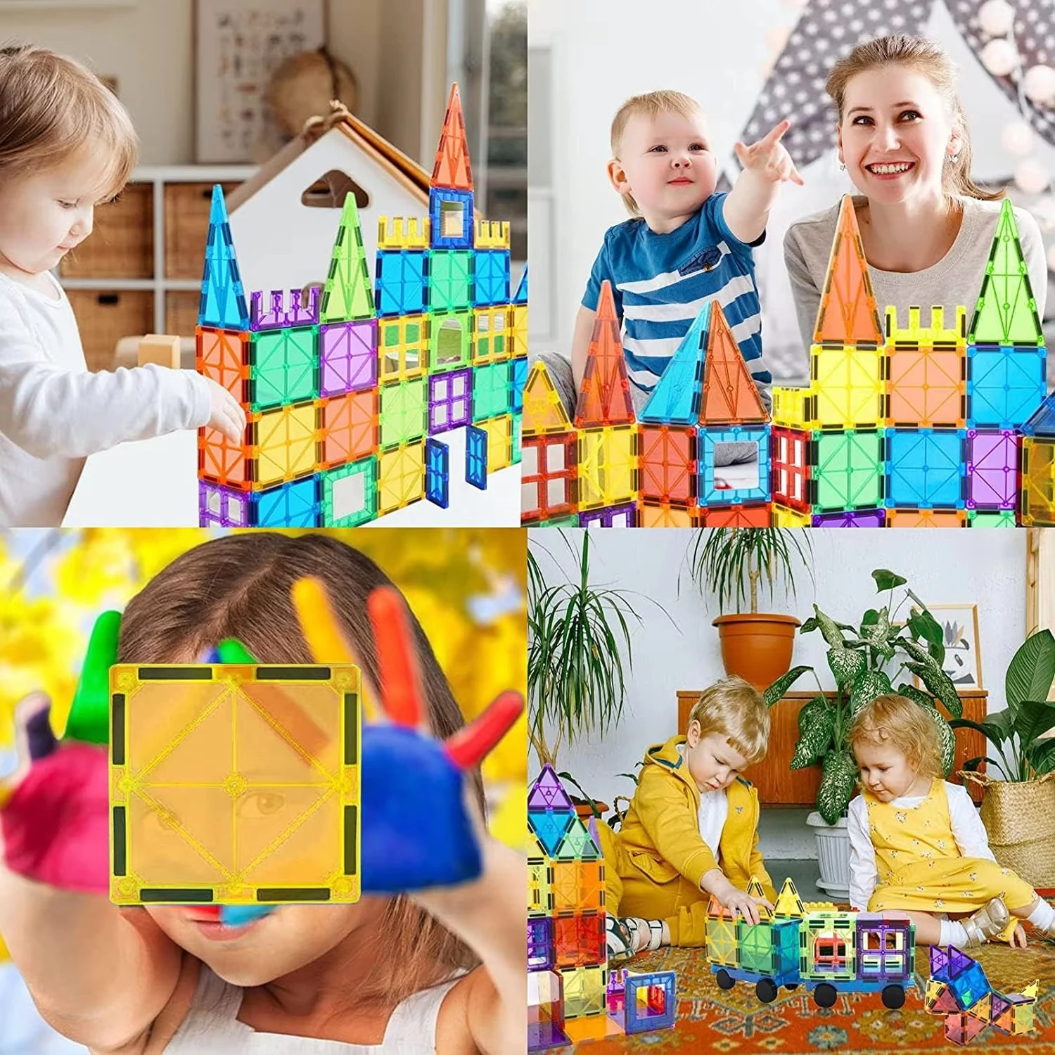 100PCS educational toy magnetic building blocks kids DIY building sets star diamond magnetic tiles for kids Christmas gift - Image 2