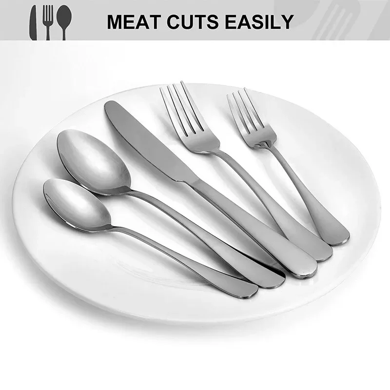 30pc Dinnerwear Sets Luxury Tableware Stainless steels Tableware set Steak Knife Fork Spoon Cutlery Set Kitchen Household - Image 12