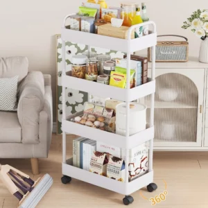 Trolley Storage Rack, Kitchen and Bedroom Floor Four-layer Snack Rack, Household Mobile Baby Products Storage Rack