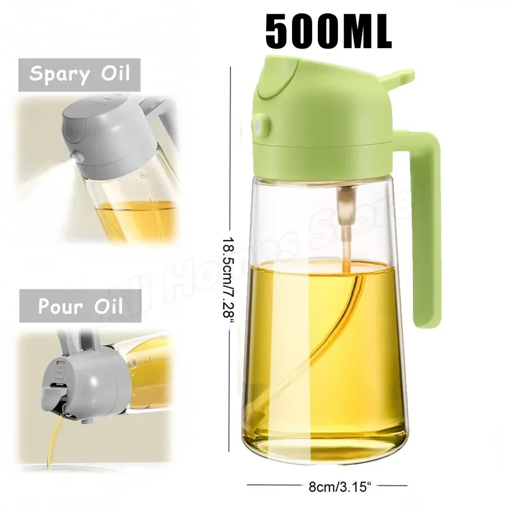 2IN1 Oil Dispenser 1-2PCS Mister 500ML Spray Plastics Oil Spray Bottle with 2pcs Brush Spray Pour Cooking Spritzer BBQ Bottle - Image 16