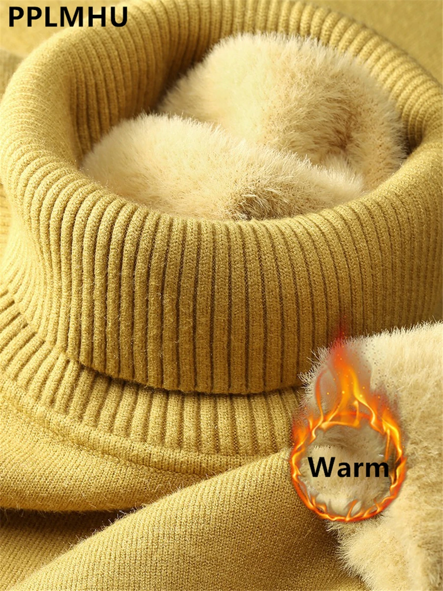 Sweater For Women Winter Thicken Turtleneck Slim Knit Pullover New Warm Plush Velvet Lined Knitwear Jumper Tops Casual Poleras - Image 19