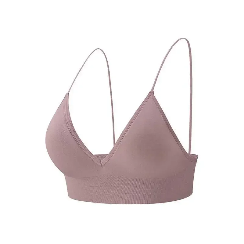 V Neck Seamless Triangle Cup Bra Camisole Underwear Wrapped Chest Women S M L Breathable Gather Up Sports Fitness Yoga Casual - Image 41