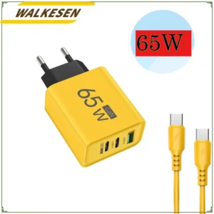 65W GaN USB Chargers With Type C Data Cables Fast Charging Charger Quick Charge Phone Adapter For iPhone Xiaomi Samsung Huawei