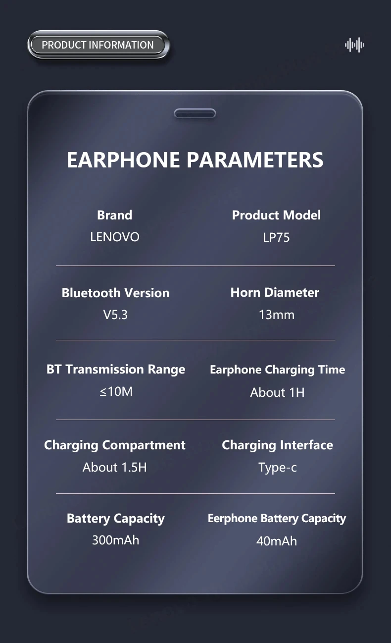 Lenovo Original LP75 TWS Bluetooth 5.3 Headphones Wireless Music Earphones LED Digital Display Noise Reduction Game Earbuds New - Image 24