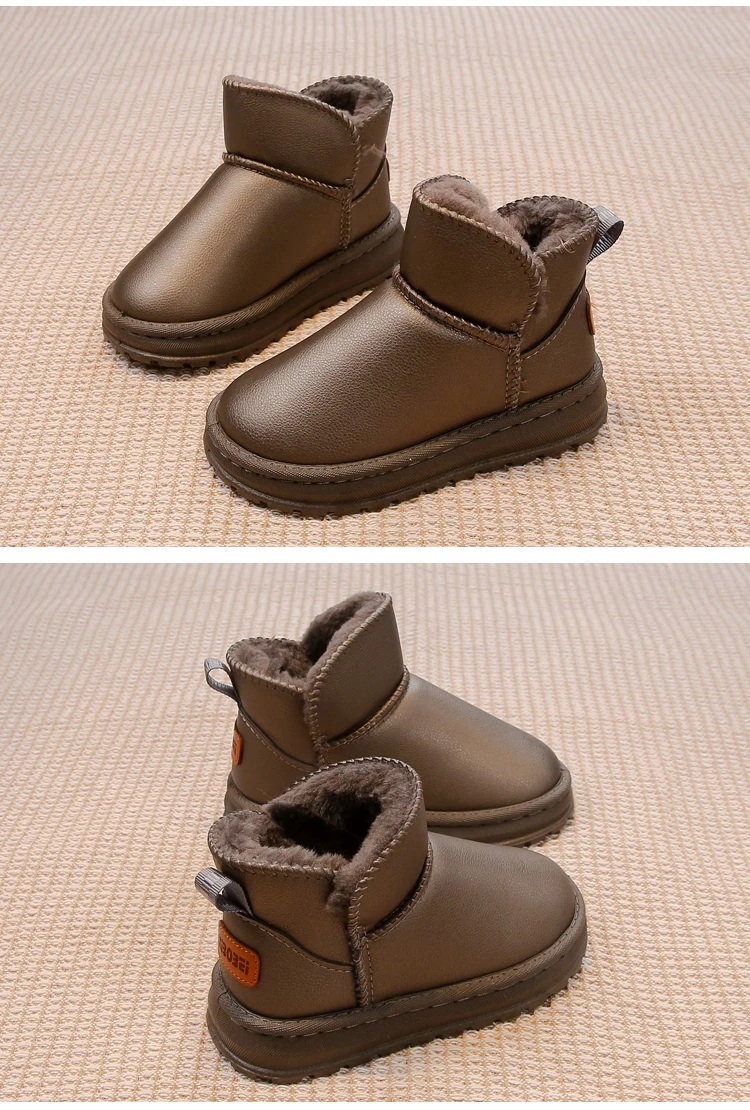 Boys Girls Winter Boots Kids Snow Boots Ankle Slip-on Fashion Classic Warm Thick Plush Cotton Children Rubber Boots 26-37 Soft - Image 9