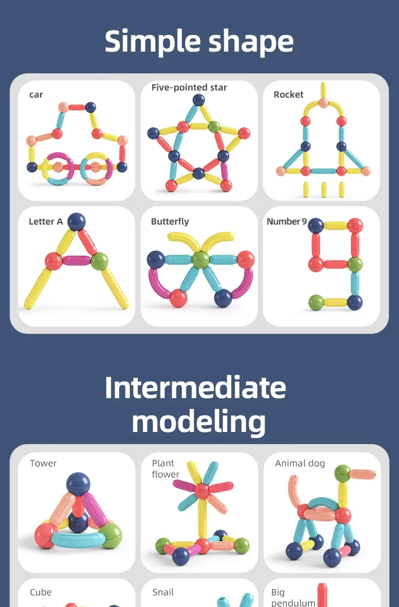 128PCS Magnetic Building Blocks Toy Magnetic Construction Set Magnet Ball Sticks Rod Games Montessori Educational Toys for Kids - Image 17