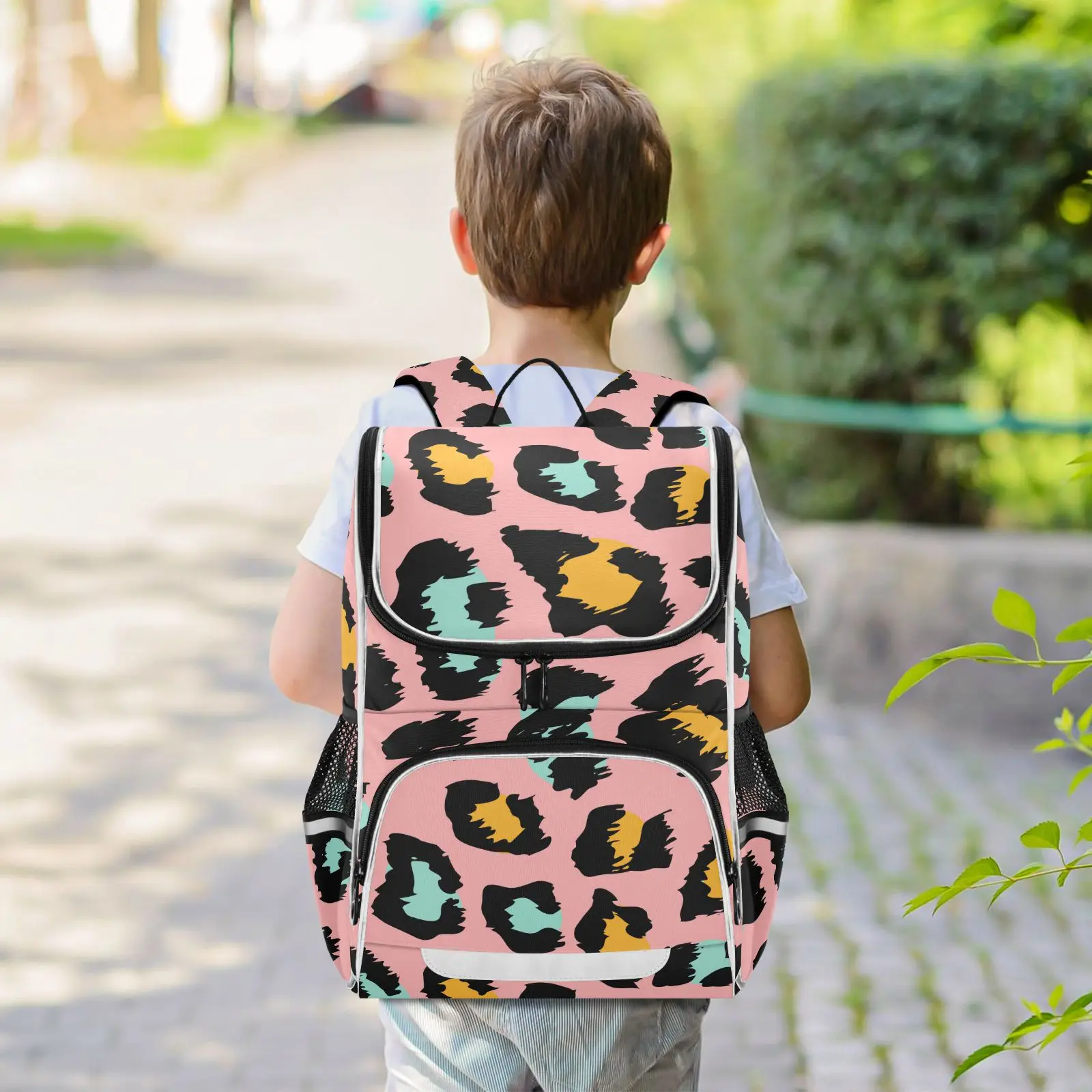 New Schoolbag Children Backpack Girl Primary Rainbow leopard tie-dye reflective stripe Book Bag Multi Pockets Japanese Backpacks - Image 30