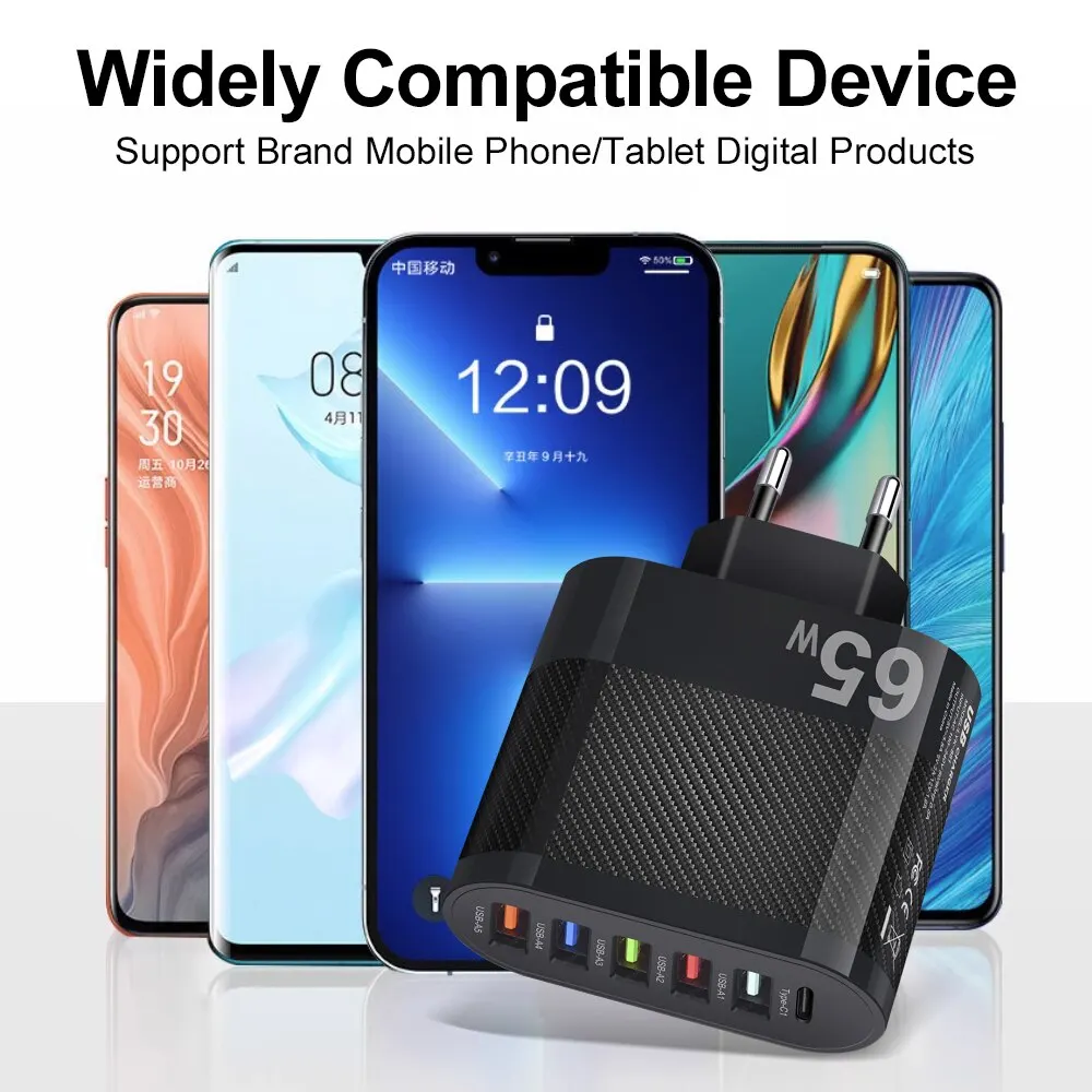 3.1A 5Ports USB Charger PD Charging Adapter For Xiaomi iPhone 13 Samsung Mobile Phone Plug Charging QC 3.0 Wall Charger - Image 3