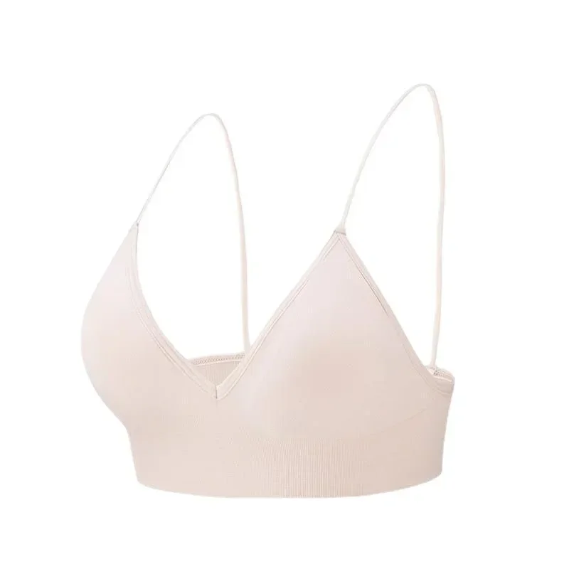 V Neck Seamless Triangle Cup Bra Camisole Underwear Wrapped Chest Women S M L Breathable Gather Up Sports Fitness Yoga Casual - Image 39