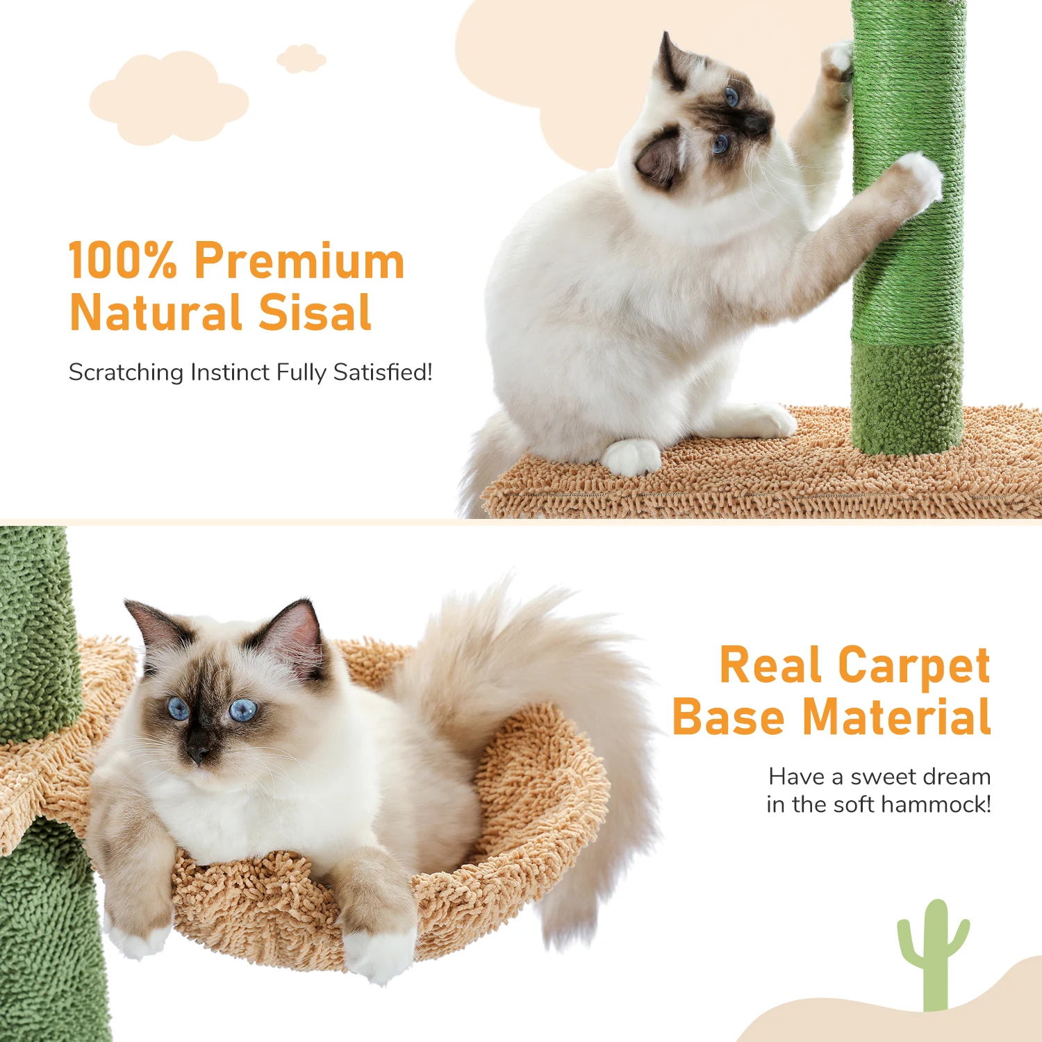 Cactus Cat Tree Floor to Ceiling Cat Tower with Sisal Scratching Post,Comfortable Hammock for Multi-Cat Homes,Cat Accessories - Image 33