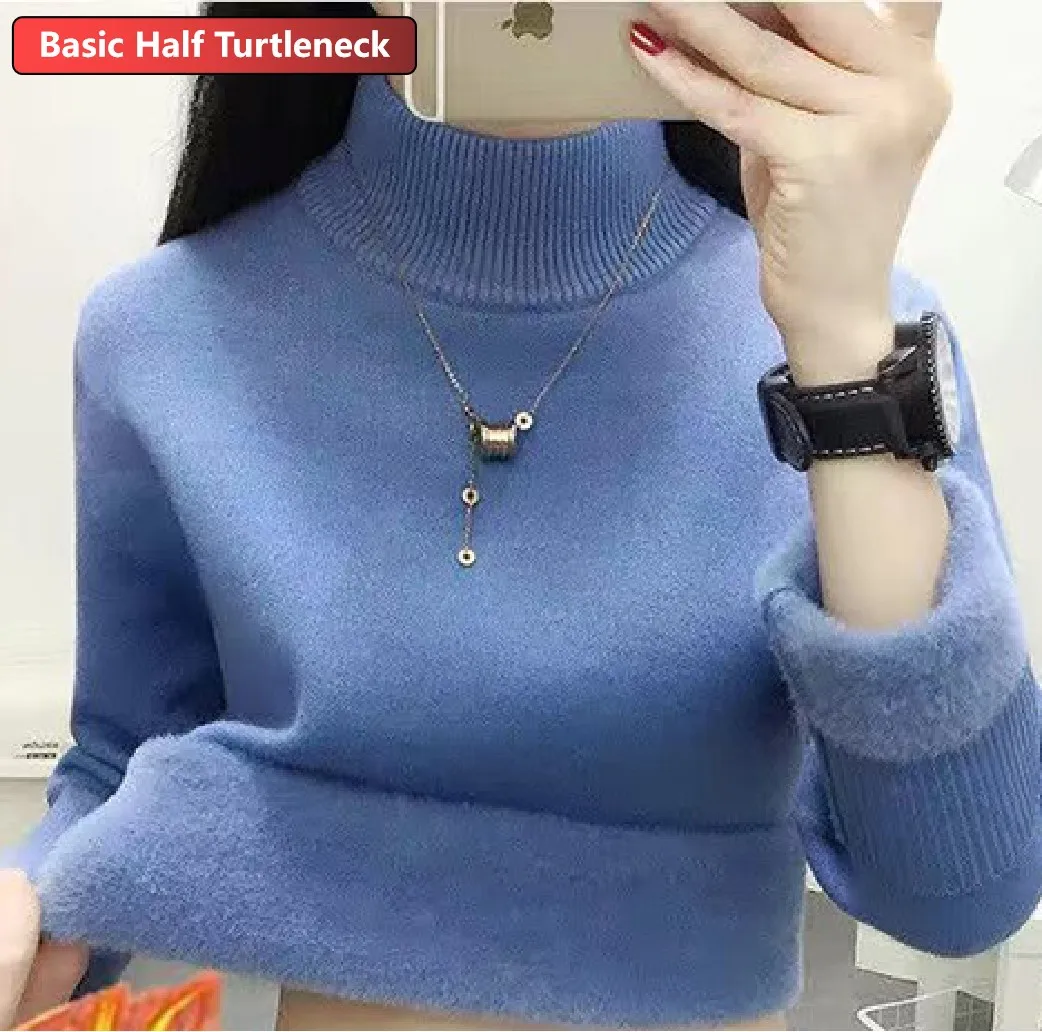 Sweater For Women Winter Thicken Turtleneck Slim Knit Pullover New Warm Plush Velvet Lined Knitwear Jumper Tops Casual Poleras - Image 14