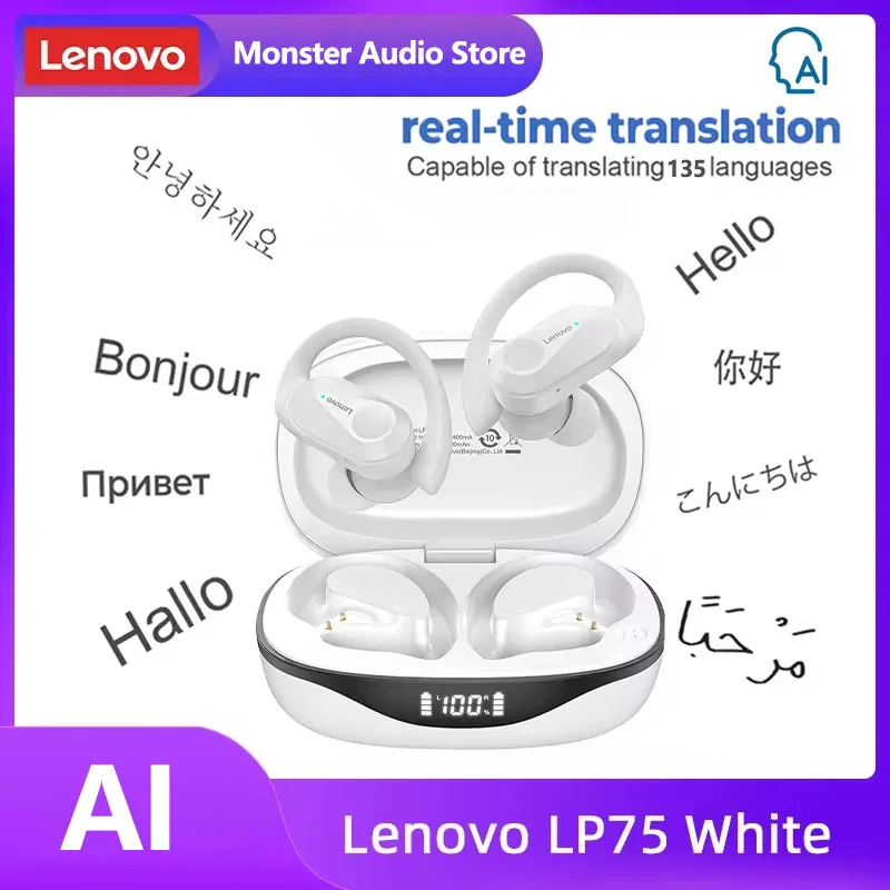 Lenovo Original LP75 TWS Bluetooth 5.3 Headphones Wireless Music Earphones LED Digital Display Noise Reduction Game Earbuds New - Image 10