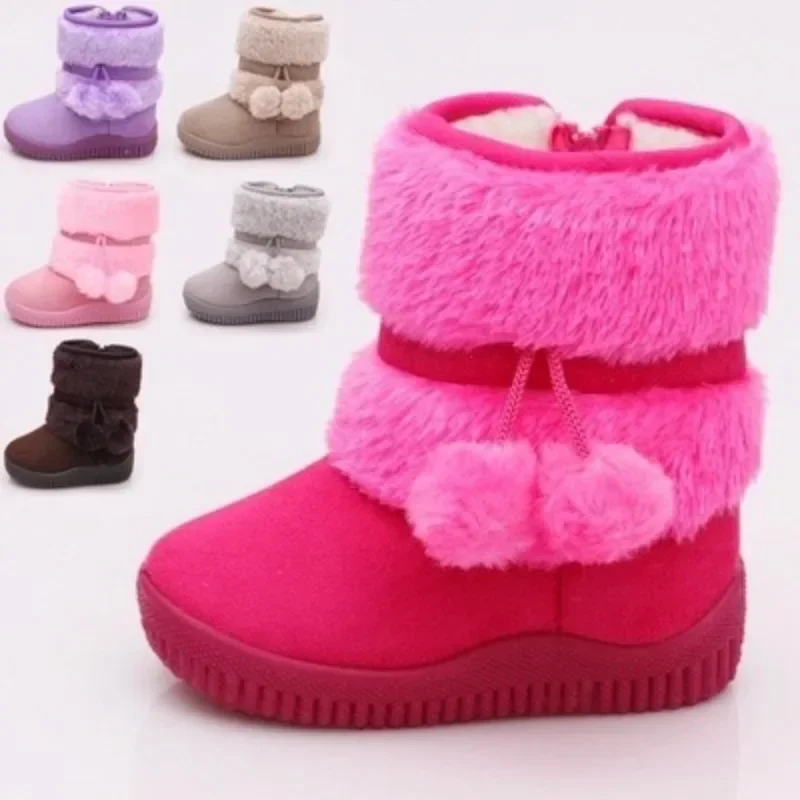 Girls Snow Boots 2023 Winter Comfortable Thick Warm Kids Boots Lobbing Ball Thick Children Autumn Cute Boys Boots Princess Shoes - Image 2