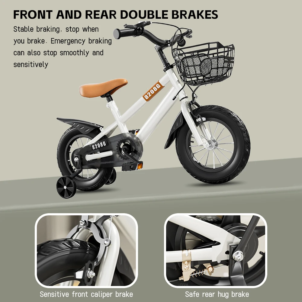 Kids Bike Bicycle for Girls Ages 3-7 Years with Training Wheels Basket Kids Bicycle - Image 14