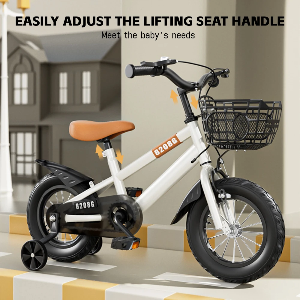 Kids Bike Bicycle for Girls Ages 3-7 Years with Training Wheels Basket Kids Bicycle - Image 2