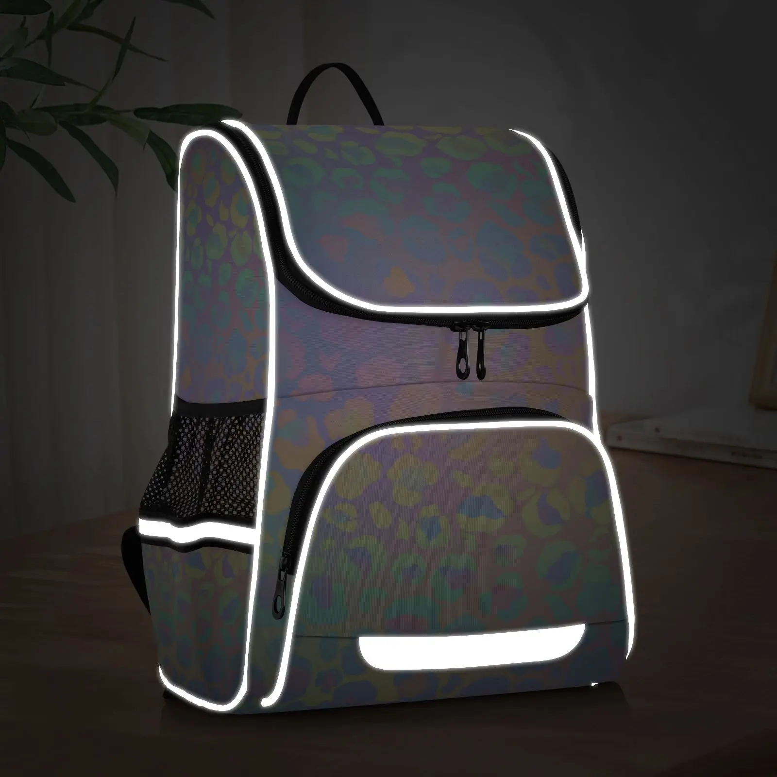New Schoolbag Children Backpack Girl Primary Rainbow leopard tie-dye reflective stripe Book Bag Multi Pockets Japanese Backpacks - Image 4