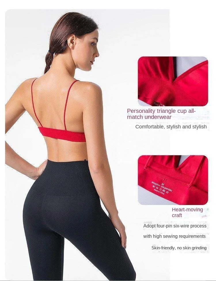 V Neck Seamless Triangle Cup Bra Camisole Underwear Wrapped Chest Women S M L Breathable Gather Up Sports Fitness Yoga Casual - Image 19