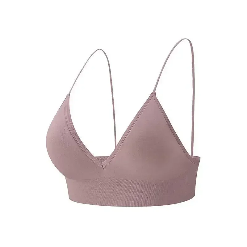 V Neck Seamless Triangle Cup Bra Camisole Underwear Wrapped Chest Women S M L Breathable Gather Up Sports Fitness Yoga Casual - Image 10