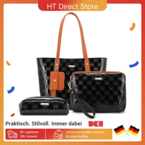 Miss Lulu WOMEN'S Handbag Set, Medium Shopper bag, 3-Piece Set Shoulder Bags FOR WOMEN'S, Elegant Handbag