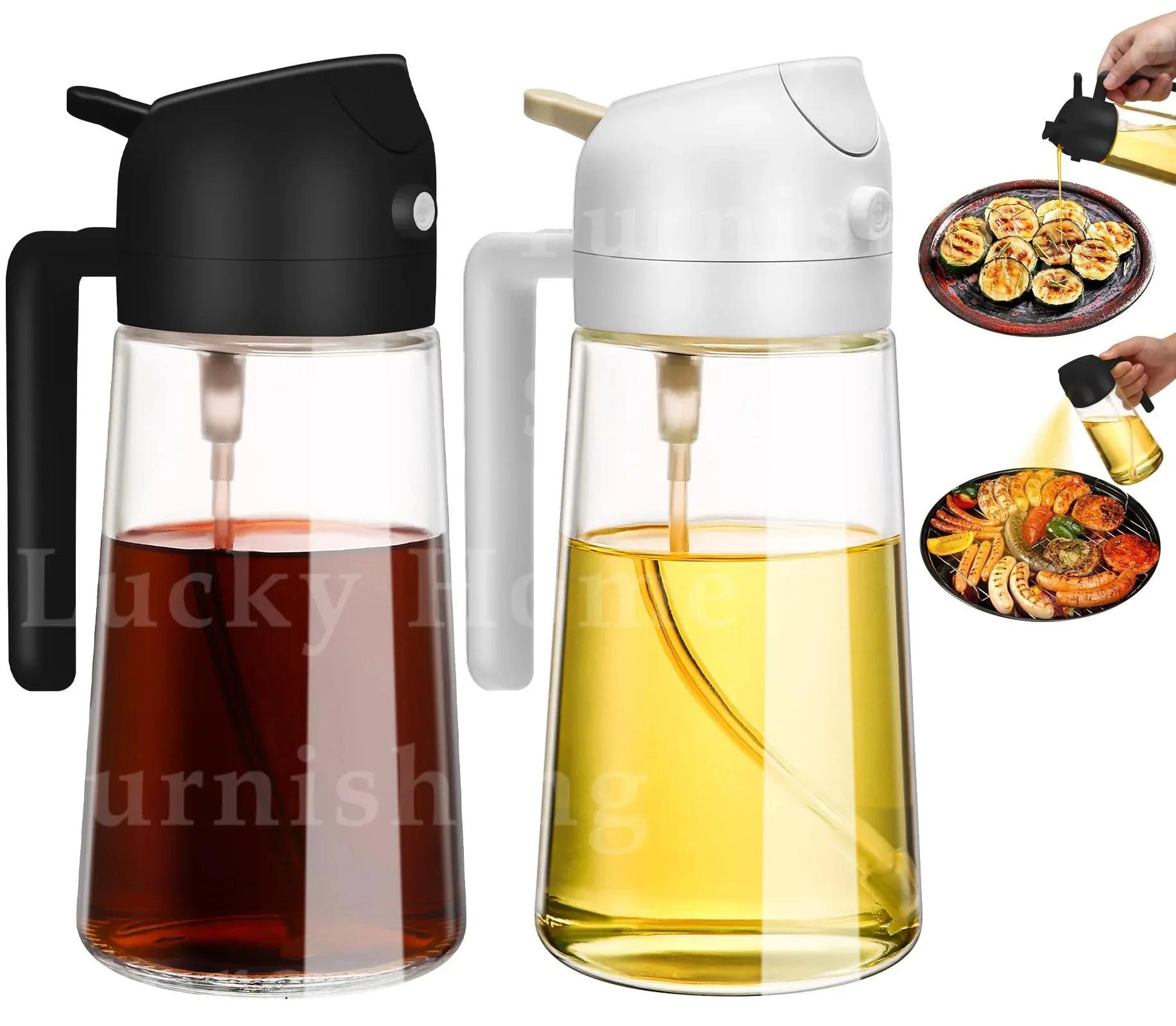 2IN1 Oil Dispenser 1-2PCS Mister 500ML Spray Plastics Oil Spray Bottle with 2pcs Brush Spray Pour Cooking Spritzer BBQ Bottle - Image 22