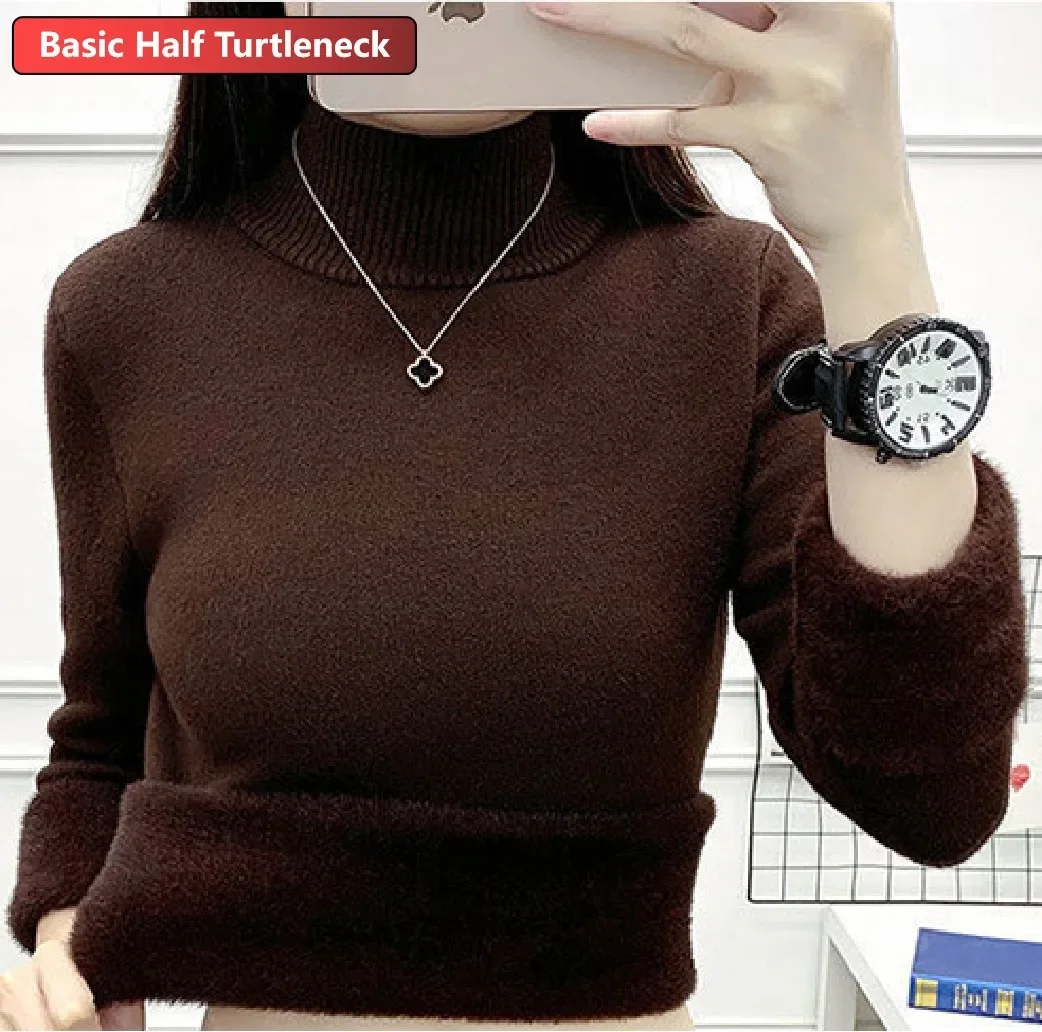 Sweater For Women Winter Thicken Turtleneck Slim Knit Pullover New Warm Plush Velvet Lined Knitwear Jumper Tops Casual Poleras - Image 11