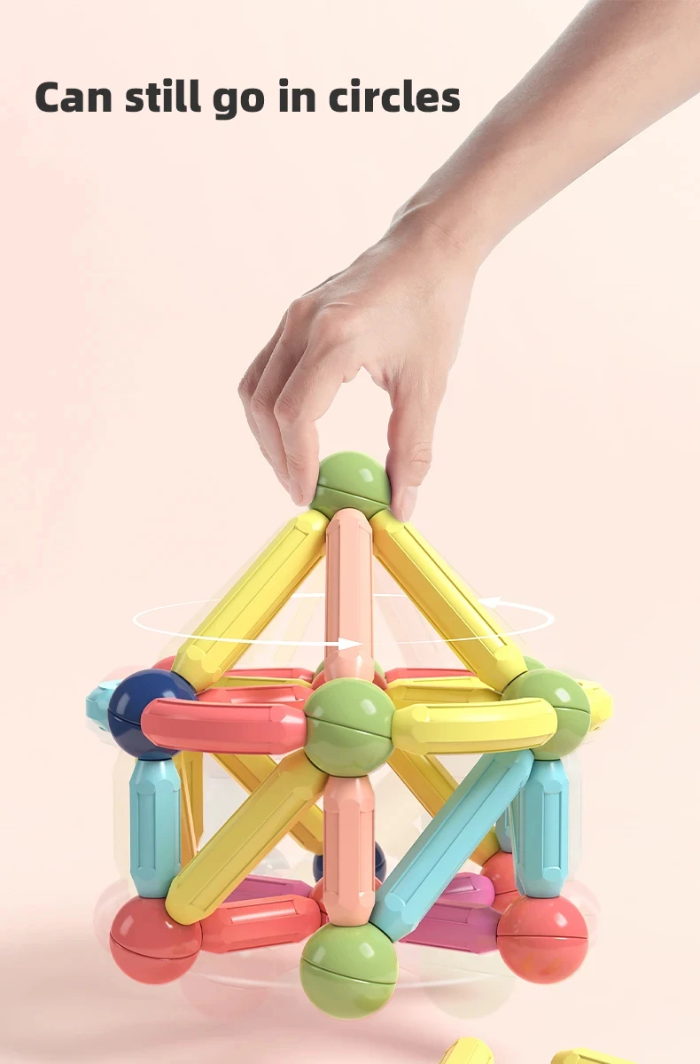128PCS Magnetic Building Blocks Toy Magnetic Construction Set Magnet Ball Sticks Rod Games Montessori Educational Toys for Kids - Image 12