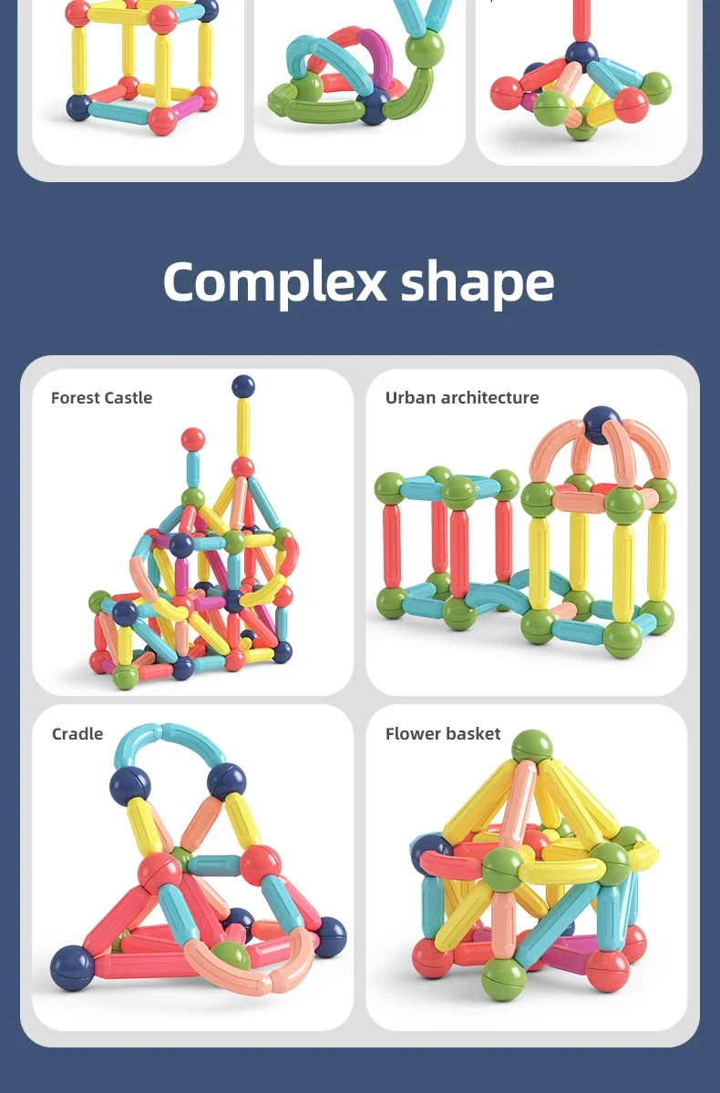 128PCS Magnetic Building Blocks Toy Magnetic Construction Set Magnet Ball Sticks Rod Games Montessori Educational Toys for Kids - Image 18