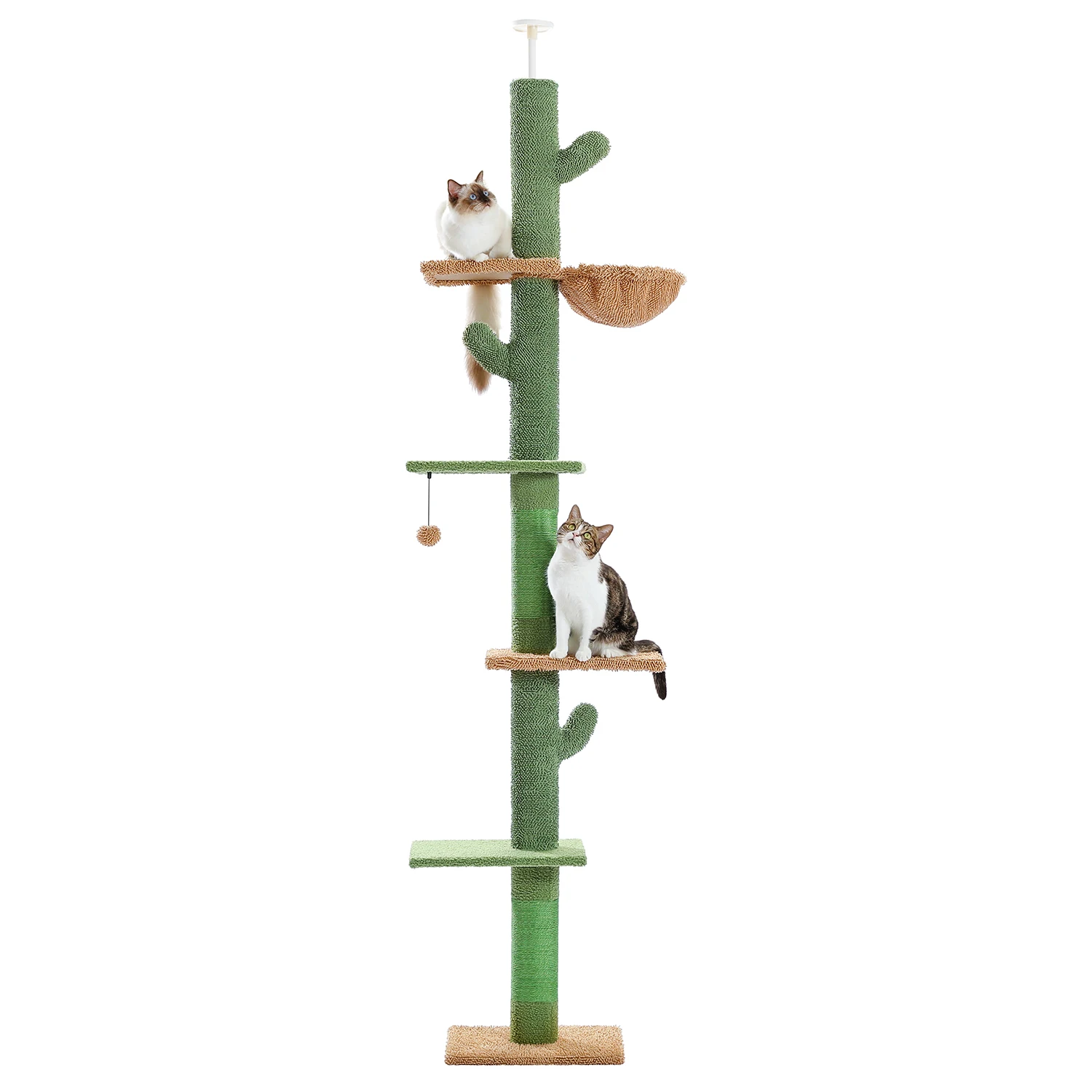 Cactus Cat Tree Floor to Ceiling Cat Tower with Sisal Scratching Post,Comfortable Hammock for Multi-Cat Homes,Cat Accessories - Image 34