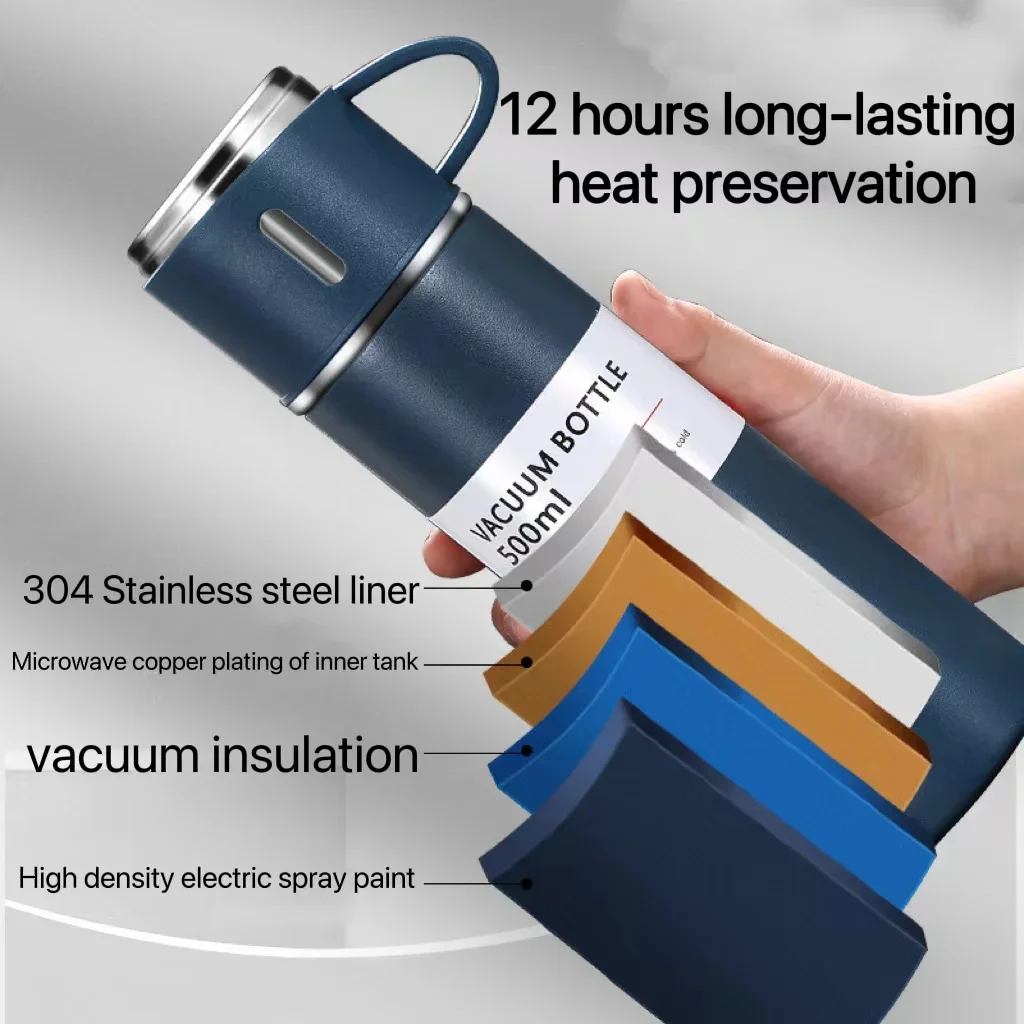 500ML Stainless Steel Vacuum Flask Gift Set Office Business Style Thermos Bottle Outdoor Hot Water Thermal Insulation Couple Cup - Image 6