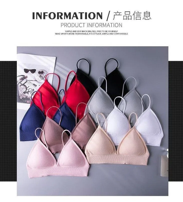 V Neck Seamless Triangle Cup Bra Camisole Underwear Wrapped Chest Women S M L Breathable Gather Up Sports Fitness Yoga Casual - Image 20