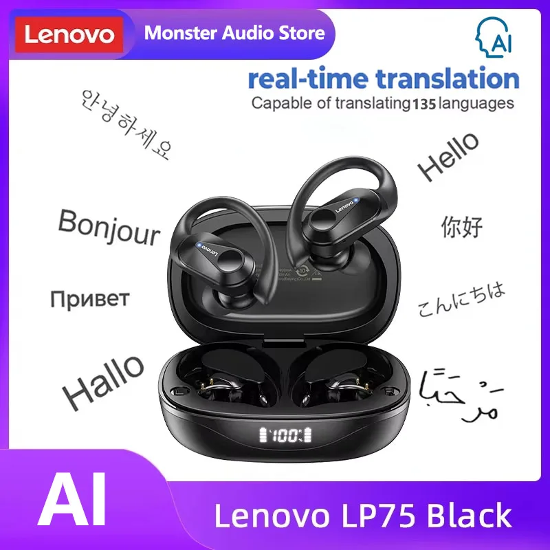 Lenovo Original LP75 TWS Bluetooth 5.3 Headphones Wireless Music Earphones LED Digital Display Noise Reduction Game Earbuds New - Image 8