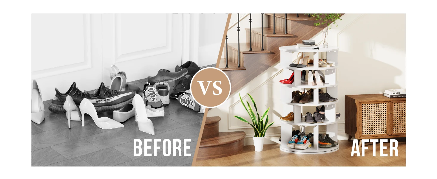 Redlife 5 Tier Rotating Shoe Rack Tower, Hold Over 24 Pairs of Shoes 360° Revolving Shoe Storage Organizer for Closet & Entryway - Image 12