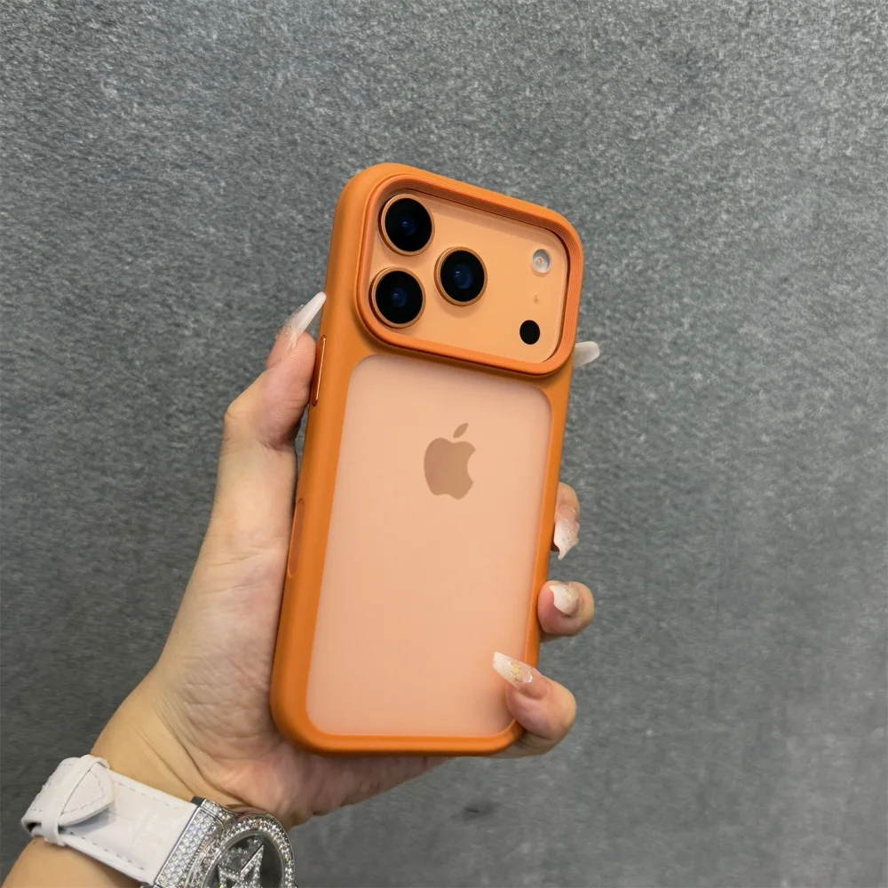 New Metal Buttons Skin Feel Orange Shield Matte Transparent Phone Case For iPhone 17 Pro Max 17 Air 17 Pro 17 Shockproof Cover - Image 7