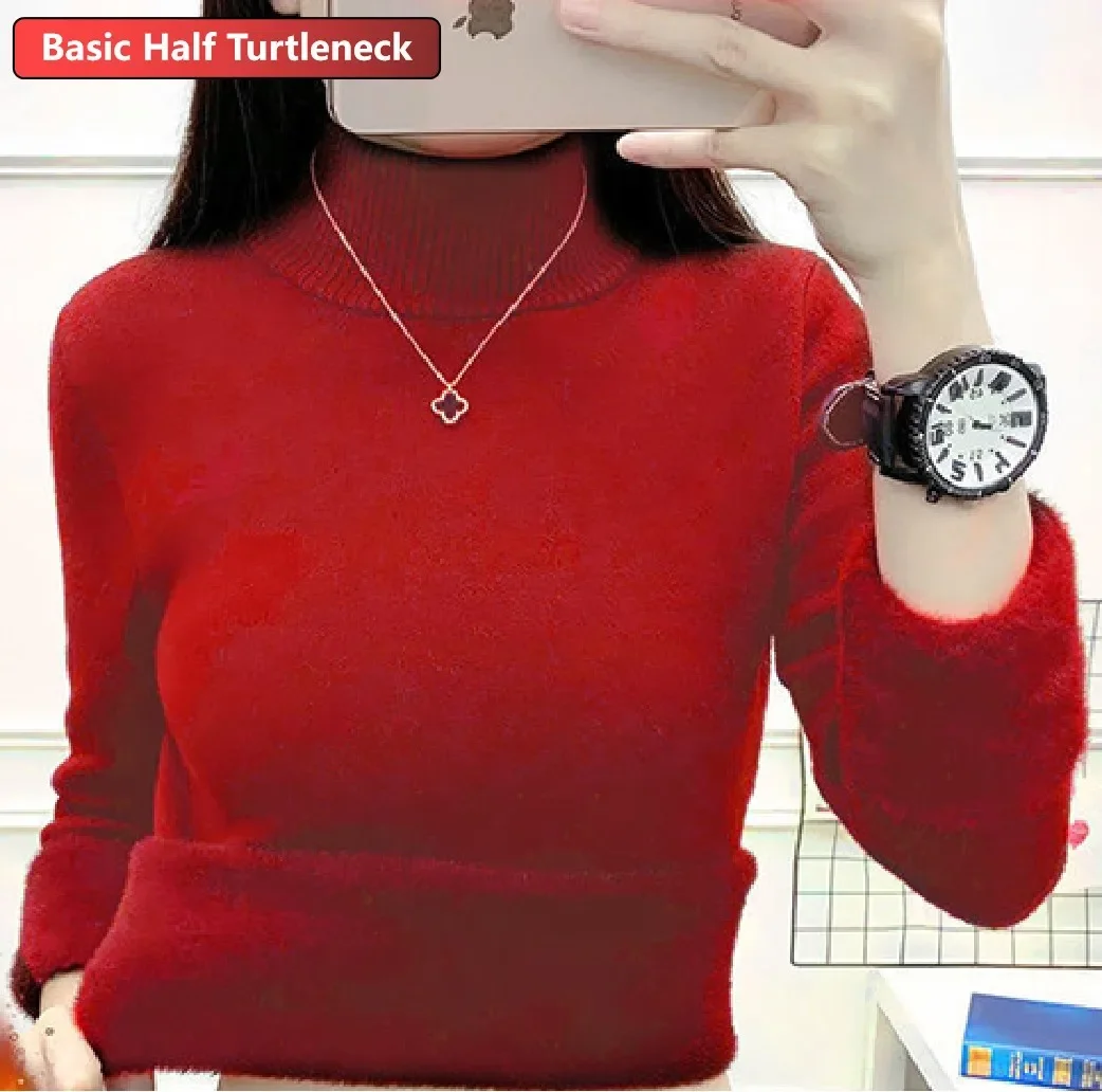 Sweater For Women Winter Thicken Turtleneck Slim Knit Pullover New Warm Plush Velvet Lined Knitwear Jumper Tops Casual Poleras - Image 16